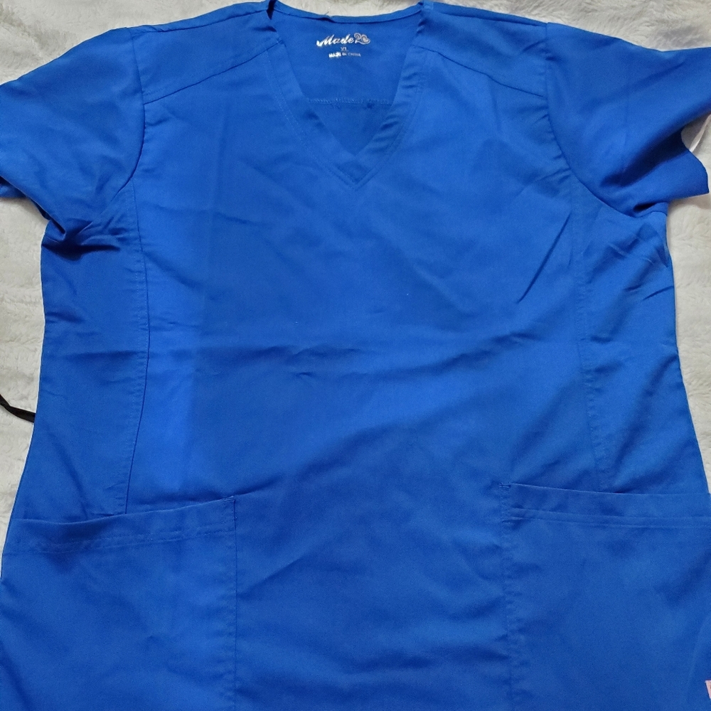 Made 2 love royal blue scrub top